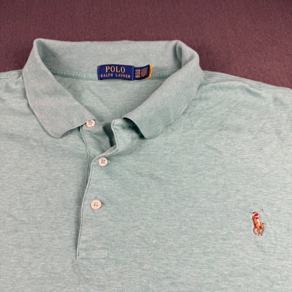 Polo Ralph‎ Lauren Mens 4XB Big & Tall Green Heather Short Sleeve Polo Shirt